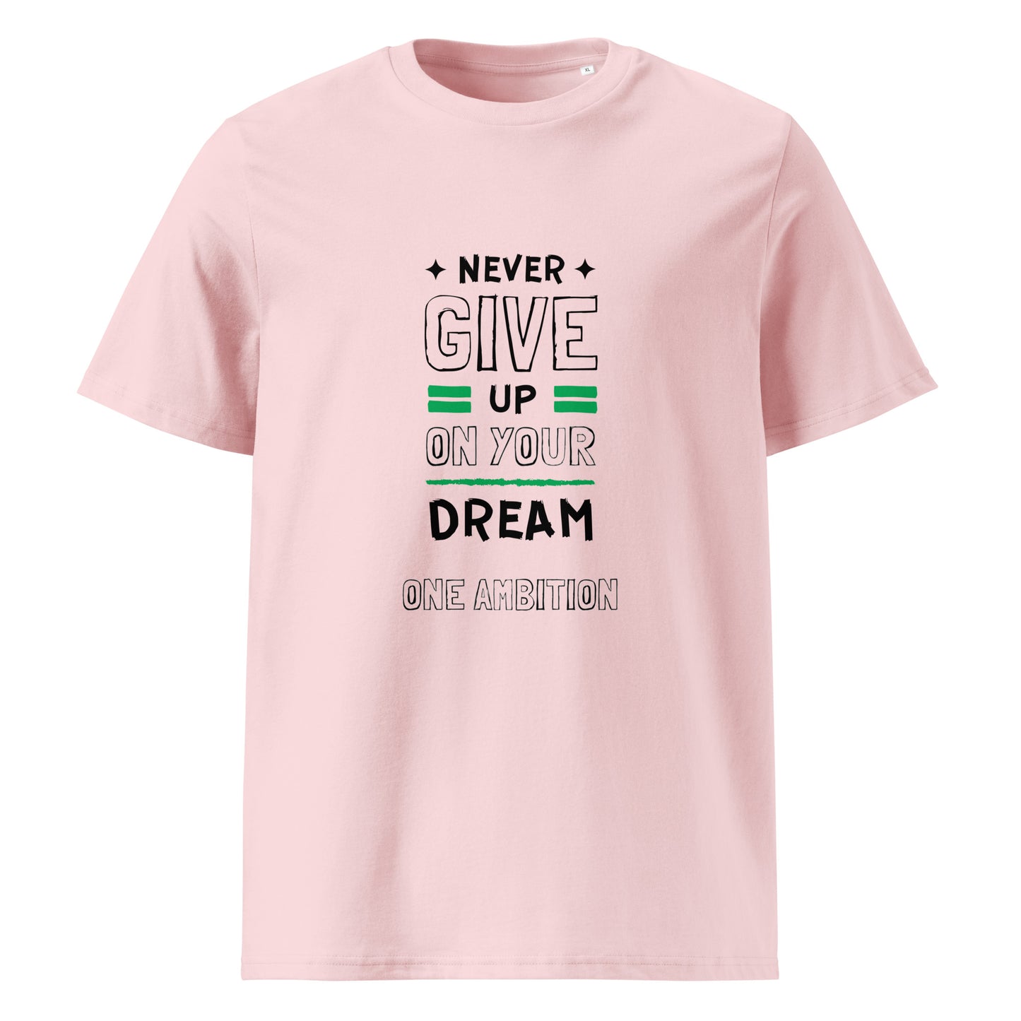 T-shirt unisexe coton bio NEVER GIVE UP LIGHT