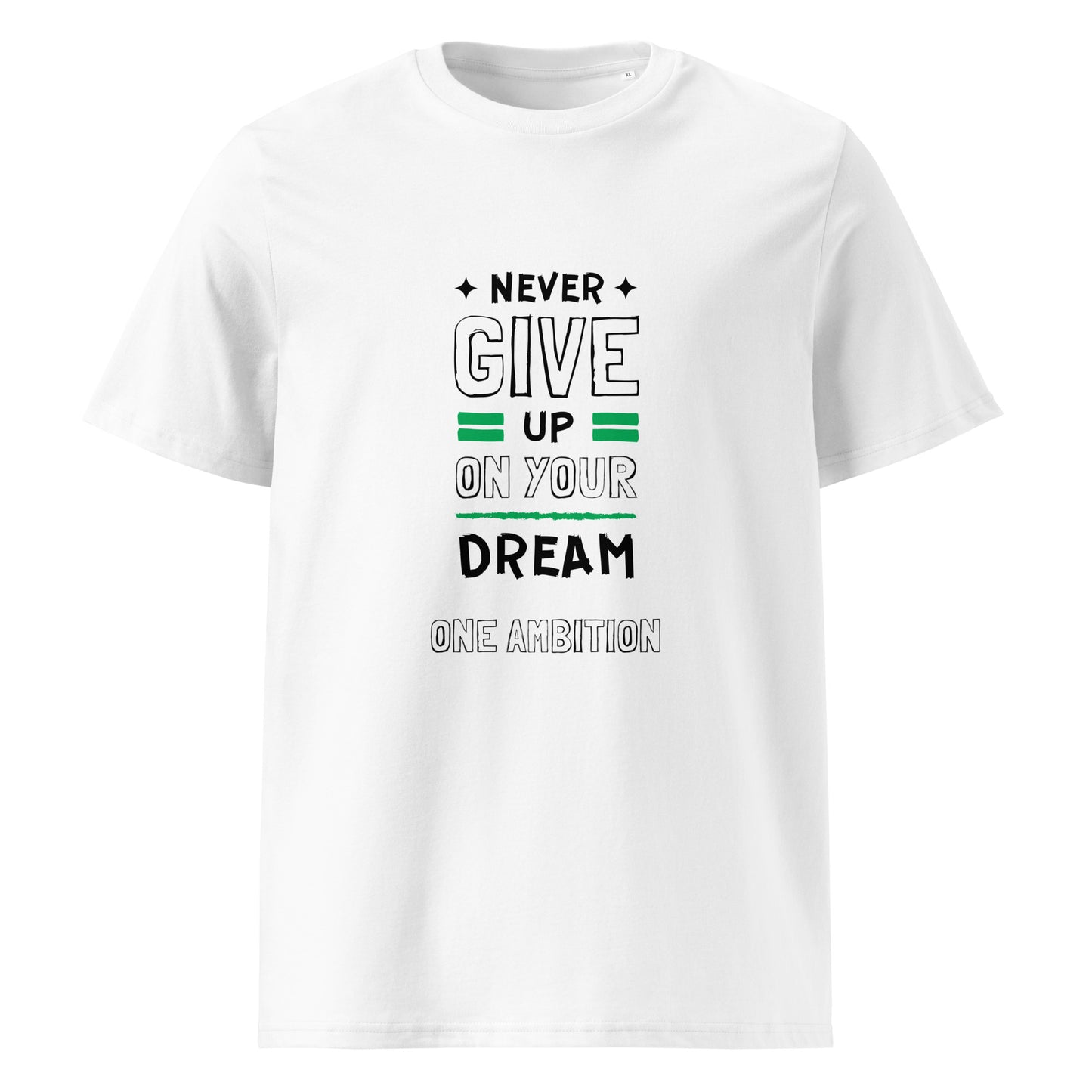 T-shirt unisexe coton bio NEVER GIVE UP LIGHT