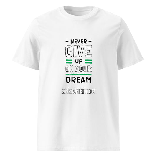 T-shirt unisexe coton bio NEVER GIVE UP LIGHT